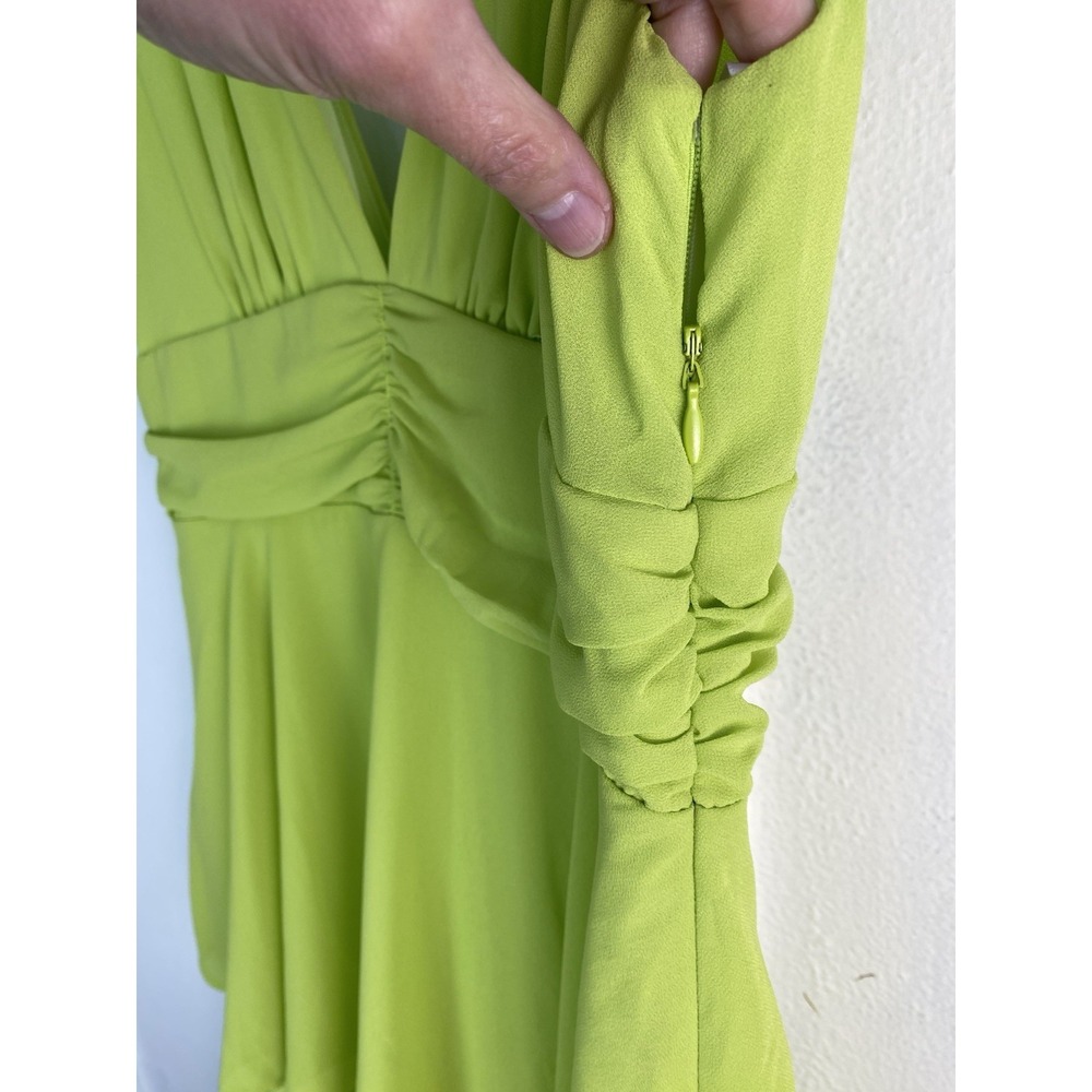 NWT Lulus L Lime Green Sleeveless Chiffon Tiered Ruffle Midi Dress - Picture 7 of 7